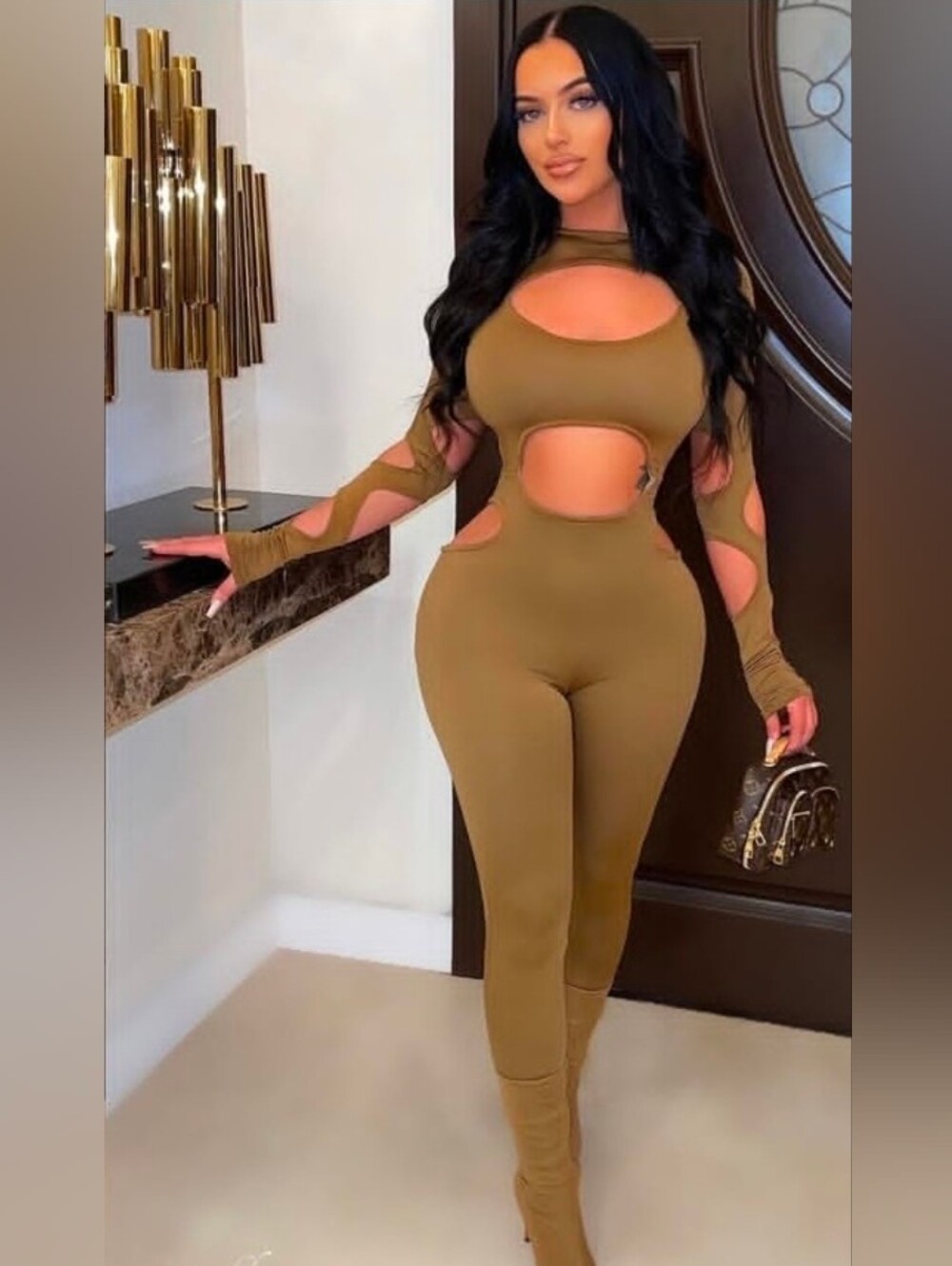 NEW! Cutout Long-Sleeve Jumpsuit
